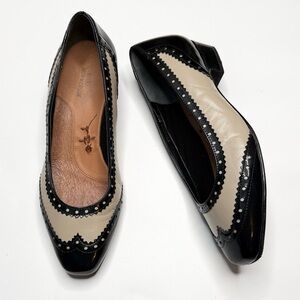 Ros Hommerson Wingtip Square Toe Multicolor Leather Heels S-445 Sz 9